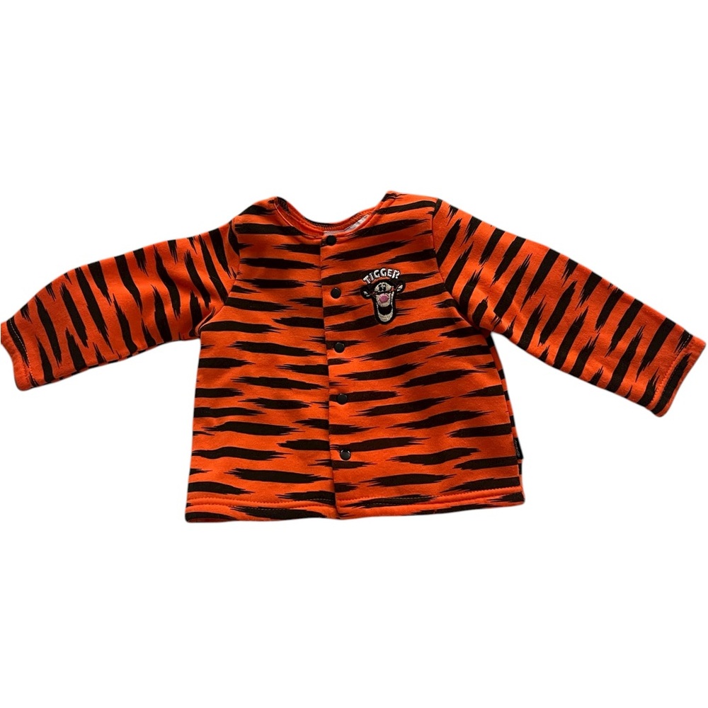 Disney Tigger Black & Orange Striped Button Down Sweatshirt Cardigan